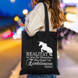 Tasche "Realität vs. Einhörner" Black
