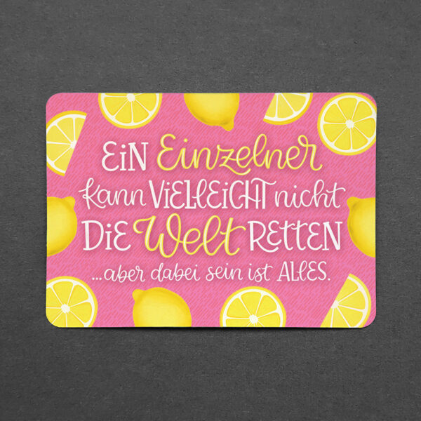 Postkarte mit abgerundeten Ecken "Die Welt Retten"
