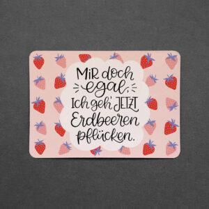 Postkarte mit abgerundeten Ecken "Erdbeeren pflücken"