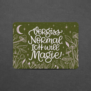 Postkarte mit abgerundeten Ecken "Ich will Magie"