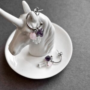 Naturstein "Amethyst & Quarz" Unikat Ohrschmuck aus Edelstahl | CAABjewels