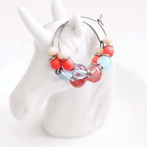 Ohrschmuck "Boho Hoop – Cherry Quarz & Koralle" aus Glas & Edelstahl | CAABjewels