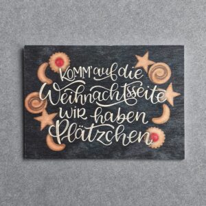 Holzpostkarte mit Magnet "Weihnachtsseite"