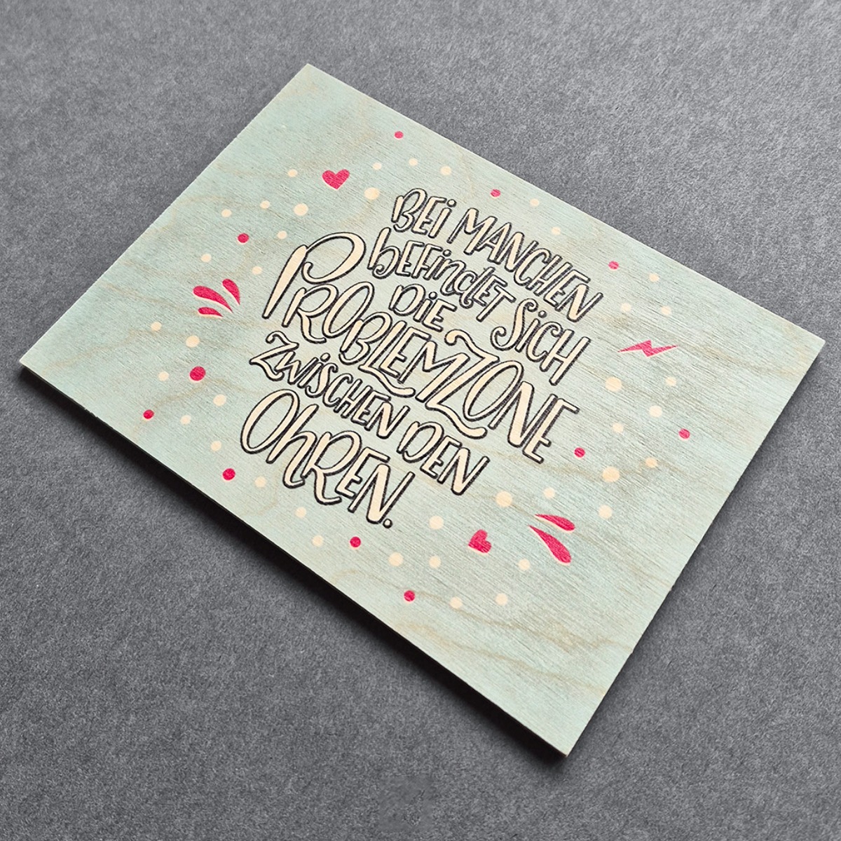 Holzpostkarte mit Magnet "Problemzone"