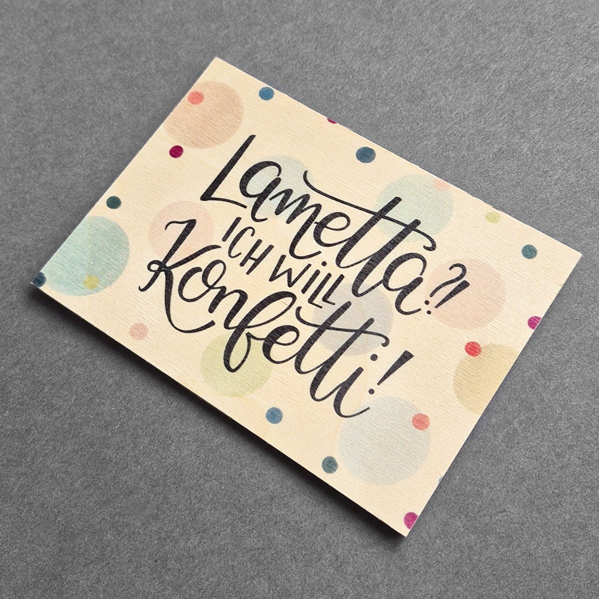 Holzpostkarte mit Magnet "Lametta Konfetti"