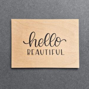 Holzpostkarte mit Magnet "Hello Beautiful"