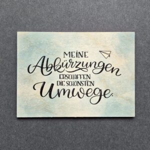 Holzpostkarte mit Magnet "Meine Abkürzungen"