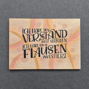 Holzpostkarte mit Magnet "Verstand vs Flausen"