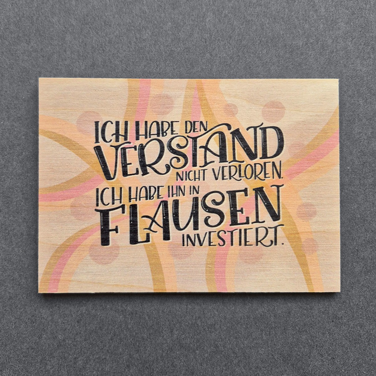 Holzpostkarte mit Magnet "Verstand vs Flausen"