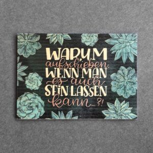 Holzpostkarte mit Magnet "Warum Aufschieben"